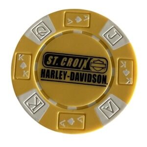 HARLEY DAVIDSON‎ ST CROIX New Richmond WI DEALER CASINO POKER CHIP YELLOW WHITE